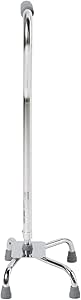 McKesson Quad Cane, Padded Handle, Steel, Chrome, Adjustable Height 29 in to 37.5 in Height, 1 Count