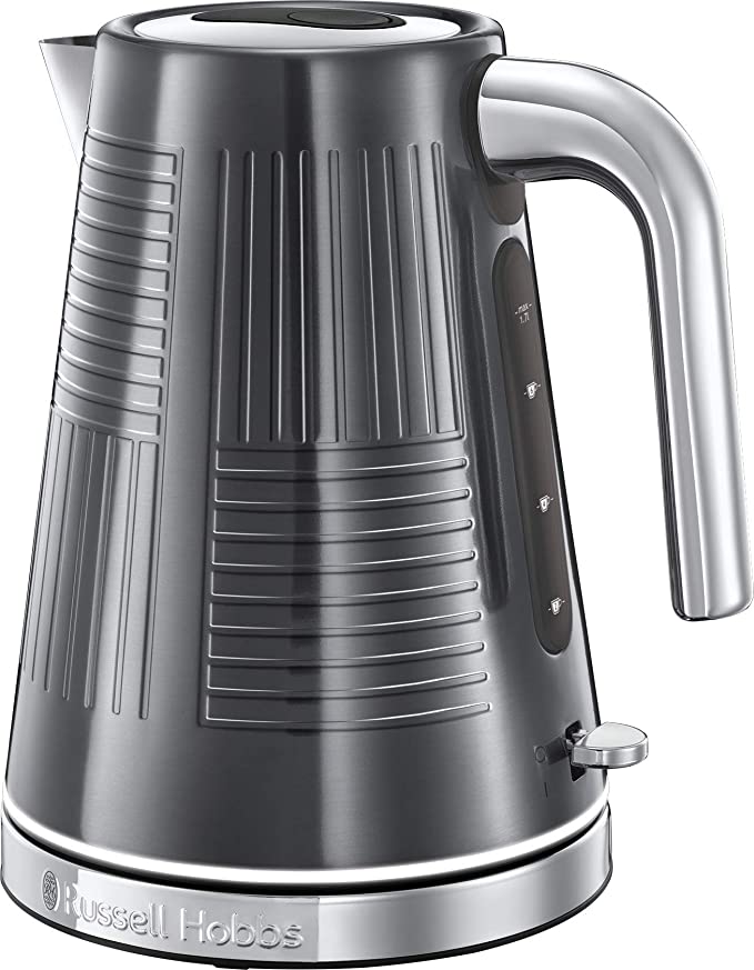 Russell Hobbs 25240 Geo Steel Cordless Electric Kettle - Contemporary Design with Rapid Boil, Textured Stainless Steel, 1.7 Litre