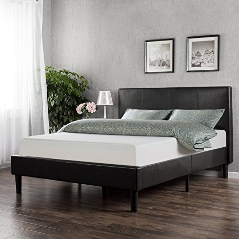 Zinus Sleep Master Memory Foam 10 Inch Mattress and Faux Leather Platform Bed Set, King