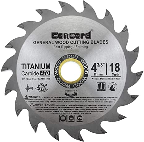 Concord Blades WCB0438T018HP 4-3/8-Inch 18 Teeth TCT General Purpose Hard & Soft Wood Saw Blade