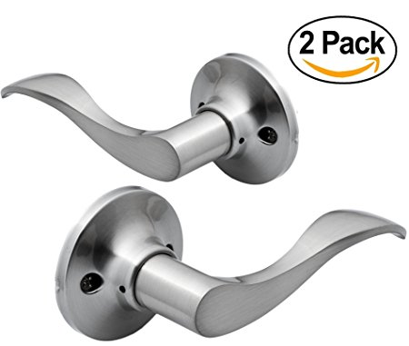 Berlin Modisch Dummy Lever door handle [Pack of Two] for closets with a Satin Nickel Finish, single side, non-turning with a door bumper wall protectors