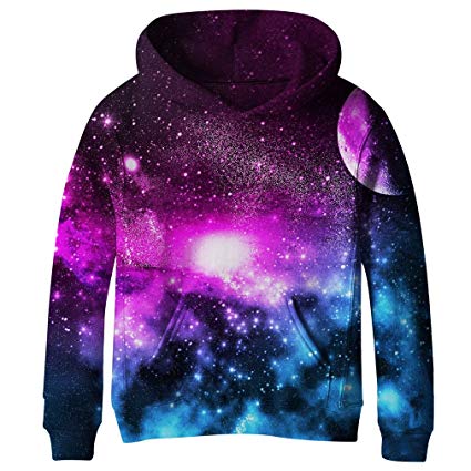 SAYM Teen Boys' Galaxy Fleece Sweatshirts Pocket Pullover Hoodies 4-16Y