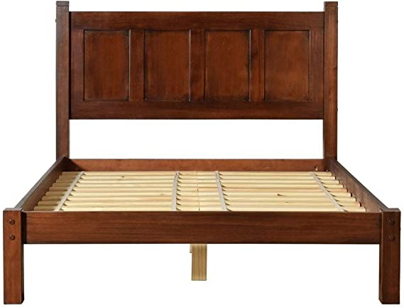 Grain Wood Furniture Shaker Panel Queen Solid Wood Platform Bed Cherry Merlot