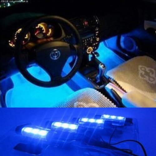 EchoAcc® 4 x 3 Car LED Atmosphere Lights Glow Interior Decorative Lamp - Blue