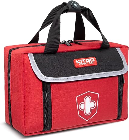 Kitgo Small First Aid Kit 218 Piece Any Emergencies, Ideal for Home, Survival, Camping, Hiking, Hunting, Office, Car, Outdoor (Red)