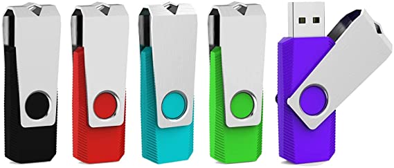 Aiibe 64GB Flash Drive 3.0 5 Pack 64GB USB 3.0 Thumb Drive USB Drive 64GB Jump Drive Memory Stick Multi Pack 64GB Flash Drives (64G, 5 Mixed Colors: Black Red Cyan Green Purple)