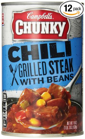 Campbell's Chunky Chili, Grilled Steak with Beans, 19 Ounce (Pack of 12)