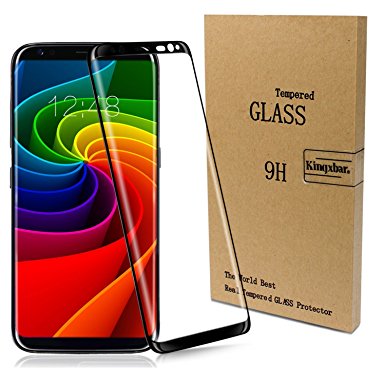 Kingxbar Galaxy S8 Protector Tempered Glass for Samsung Gs8 3D Curved Edge - Black Ultra Clear