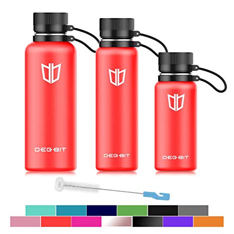DB DEGBIT Up to 20 Hrs Cold Vacuum Insulated 18/8 Food Grade Stainless Steel Leak Proof Sports Water Bottle, 17oz/24oz/34oz, Scratch Resistant & Non-Slip Powder Coating, Portable BPA Free Loop-Top Cap