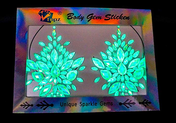 glow in the dark face gems halloween body gems jewels festival nipple body jewelry Rave Accessories temporary tattoo Stickers for halloween (TP351 chest paste)