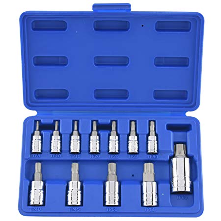 Neiko 10086A Torx Plus Bit Socket, 5 Point Star | TP8 - TP60, Cr-V & S2 Steel| 12 Piece Set