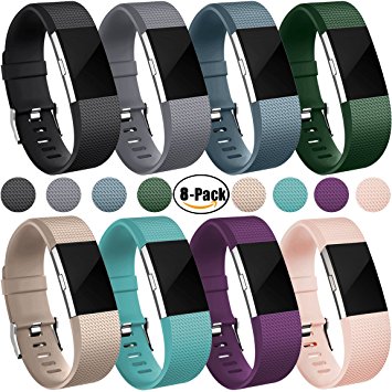 Maledan Replacement Bands for Fitbit Charge 2, 8 Pack