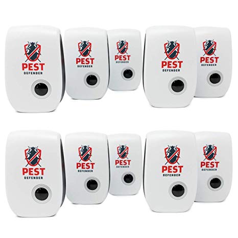 Pest Defender Ultrasonic Electronic Pest Repeller Plug in Indoor Outdoor| Chemical Free, Child & Pet Safe Pest Control | Gets rid of Rats, Roaches, Mice, Mosquitoes, Spiders, Ants, Fleas (10-Pack)