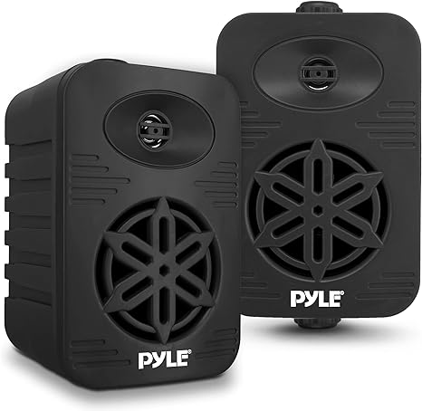 Pyle Indoor Outdoor Speakers Pair - 300 Watt Dual Waterproof 4” 2-Way Full Range Speaker System w/ 1/2” High Compliance Polymer Tweeter - in-Home, Boat, Marine, Deck, Patio, Poolside - PDWR45BK,black