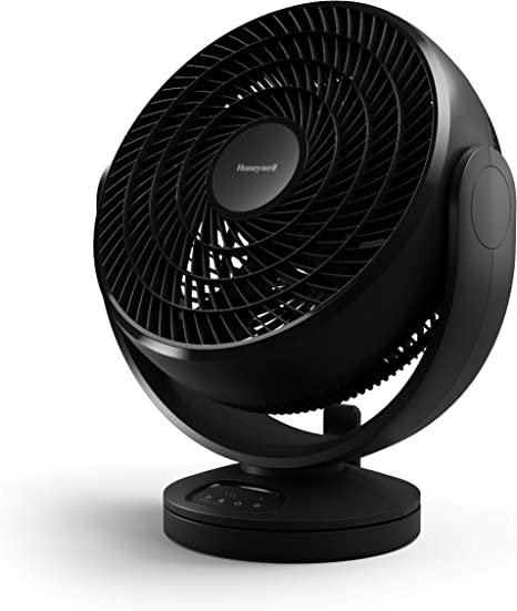 Honeywell HF715 Turbo Force Electronic Oscillating Floor Fan, Small, Black – Oscillating Personal Fan for Home or Office with Remote Control and Electronic LED Controls - 3 Speeds and 90 Degree Pivot