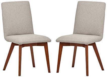 Rivet Ricky Mid-Century Modern Set of 2 Upholstered Dining Room Kitchen Chairs, 37 Inch Height, Felt Grey