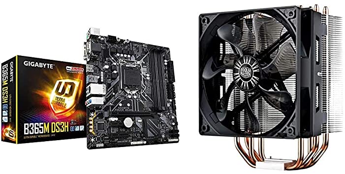 Gigabyte B365M DS3H (LGA1151/Intel/Micro ATX/USB 3.1 Gen 1 (USB3.0) Type A/DDR4/Motherboard) & Cooler Master Hyper 212 Evo CPU Cooler w/ 4 Continuous Direct Contact Heatpipes, 120mm PWM Fan