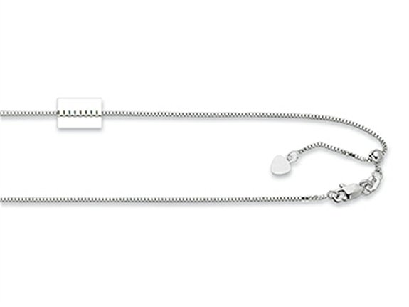 Finejewelers Rhodium Plated 22 Inch bright-cut Adjustable Chain with Lobster Clasp and Small Heart Charm
