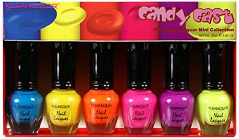 Kleancolor NPC593 Candy Cast Neon Nail Lacquer Mini Collection Set of 6 pieces