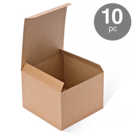 MESHA Kraft Boxes 10 Pack 5x 5 x 3.5 Inches, Brown Cardboard Gift Boxes with Lids for Gifts, Crafting, Cupcake Boxes