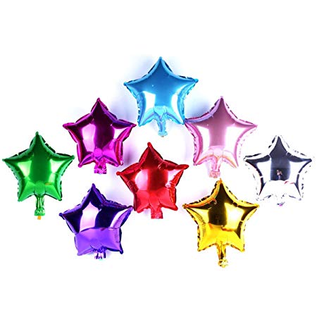 AnnoDeel 50 pcs 10 Inch Star Balloons, Foil Balloons Party Mylar Balloon Mixed Color for Wedding Birthday Decoration