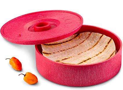 KooK Tortilla Warmer, 8 inch, Holds up to 12 Tortillas … (Red)