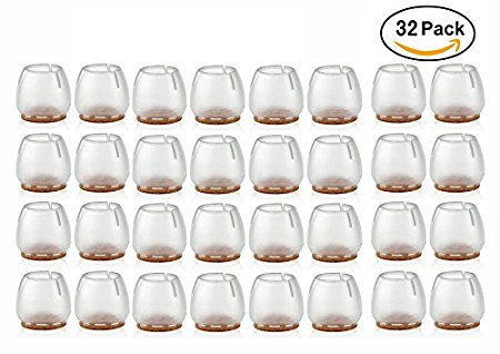 32 Pack Chair Leg Caps Silicone Floor Protector Round Furniture Table Feet Covers