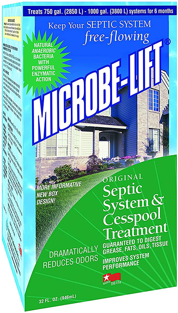 MICROBE-LIFT Natural Septic Tank Treatment - Liquid, Bio-Friendly Bacteria, Septic Safe Drain and Leach Field Cleaner - Bacteria Digest Grease, Fats, Oil and Tissue and Improve Septic Flow, 32 fl oz