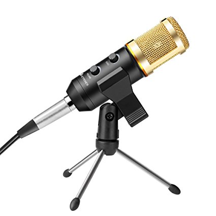 Recording Microphone, AMZtronics Home Studio Dynamic Cardioid Vocal USB Recording Condenser Microphone with Fold-able Tripod Stand for Recording, Podcasting, Online Chatting,Facebook, YouTube, Skype