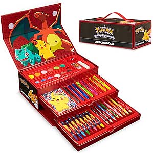 Pokemon Art Set, Colouring Sets for Children, Over 40 Art Supplies for Kids