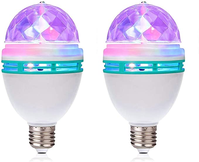 TrendBox 1 Pair E27 3W LED Full Color Rotating Auto Crystal Ball Bulb AC 85-260V Mini Party Light Lamp Energy Saving Disco