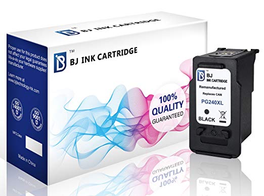 BJ Remanufactured Ink Cartridge (1 Black) Replacement for Canon PG 240XL 240 XL for Canon PIXMA MG3620 MG3520 MG2120 MG2220 MG3120 MG3122 MG3220 MG3222 MX372 MX392 MX432 MX452 MX472 MX512 MX522 MX532