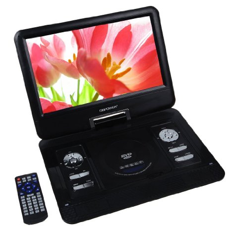 DBPOWER 133 Portable DVD Player2 Hours Rechargeable BatterySwivel ScreenSupports SD Card and USB Direct Play in Formats MP4AVIRMVBMP3JPEG Black