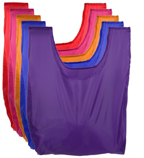 Reusable Grocery Bags | Foldable w/ Integrated String Pouch | Ripstop Nylon Tote