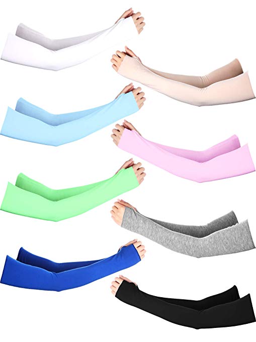 Boao Unisex Sun Protection Arm Sleeves Modal Cotton Sunblock Glove Cooling Arm Sleeve (8 Colors D)