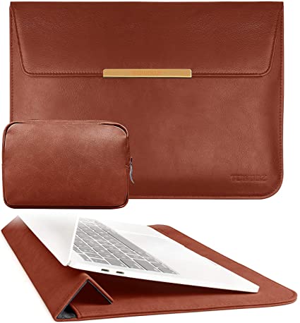 TOWOOZ 13-14 Inch Laptop Sleeve Case Compatible with 2016-2020 MacBook Air / MacBook Pro 13-13.3 inch / 2021 MacBook Pro 14inch A2442 / Dell XPS 13/ Surface Pro X , PU Leather Bag