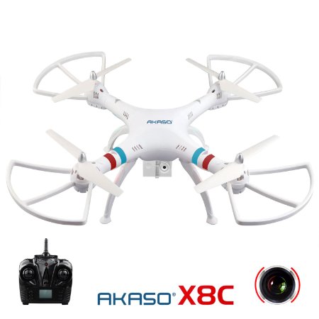 AKASO X8C 2.4GHz 4.5CH 6 Axis Gyro RC Quadcopter with HD Camera, 360-degree Rolling Mode 2 RTF LED RC Spy Drone