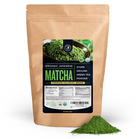 Jade Leaf - Organic Japanese Matcha Green Tea Powder, Premium Culinary Grade (Preferred By Chefs and Cafes for Blending & Baking) - [1lb Bulk Size]