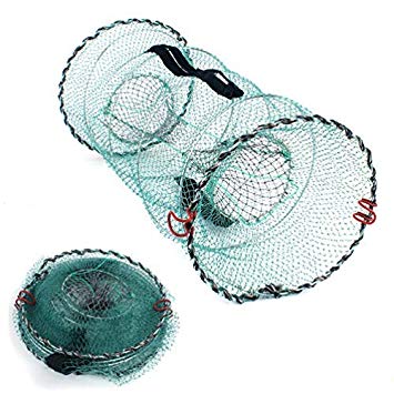 Pogah Folding Fish Trap | Fishing Net | Collapsible Cast Mesh Landing Bait Net for Crab Shrimp Minnow Crawfish Catfish