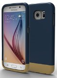 Galaxy S6 Case  Stalion Slider Series Protective Hard Case Premium Coated Non Slip Texture Lifetime WarrantySuit BlueGold Sliding Style Seamless Perfect Fit  Shockproof TPU Soft-Interior  Smooth Scratch Proof Hard Frame Surface