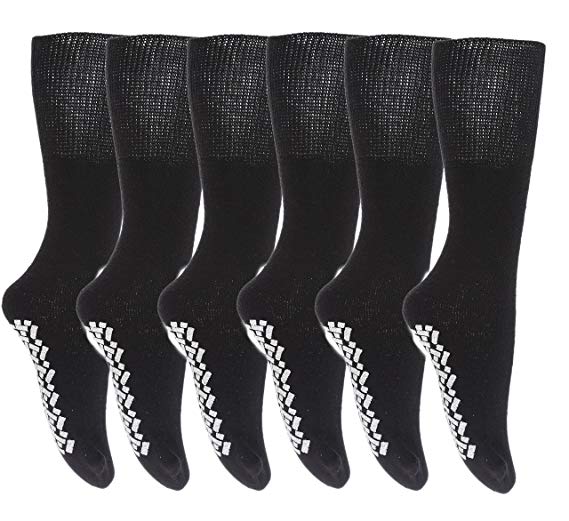 Gilbin Mens Diabetic Non Skid Hospital Slipper Socks,size 10-13,6 Pairs