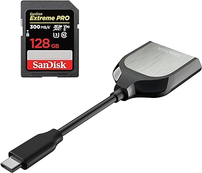 SanDisk 128GB Extreme PRO SDXC UHS-II Memory Card with SanDisk Extreme PRO SD UHS-II USB-C Reader