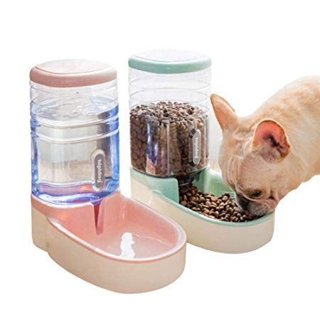 SLA-SHOP Pets Cats Dogs Automatic Waterer and Food Feeder 3.8 L with 1 Water Dispenser and 1 Pet Automatic Feeder
