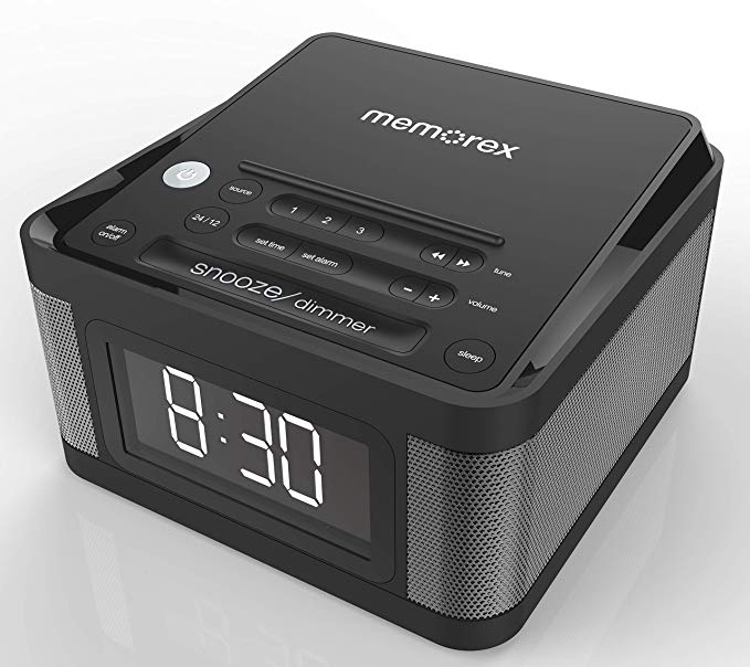 Memorex 2 USB Charging Alarm Clock Radio with Big 1.2" LCD Display, FM Radio, 2 Big Speaker Drivers, Display Dimmer, Snooze, Sleep Timer and Universal Line-in Connection