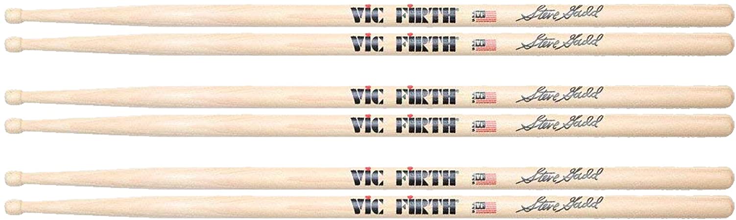 Vic Firth SSG2 Steve Gadd Natural Drum Sticks 3 Pack Bundle