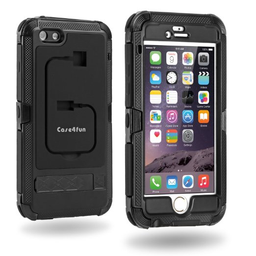 Case4fun iPhone 6 Plus / 6S Plus 5.5 Inch Heavy Duty Case Built in Screen Protector and Kickstand, Black