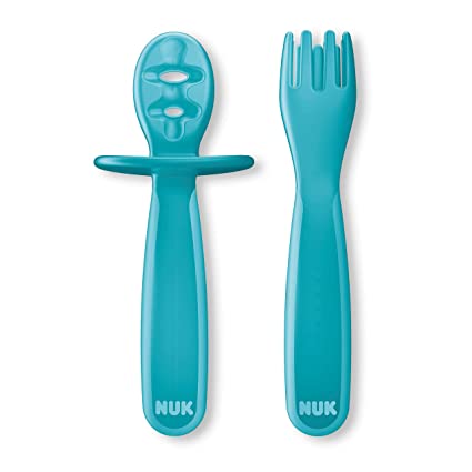 NUK Pretensil Dipper Spoon and Fork, 2 Pack, 6  Months