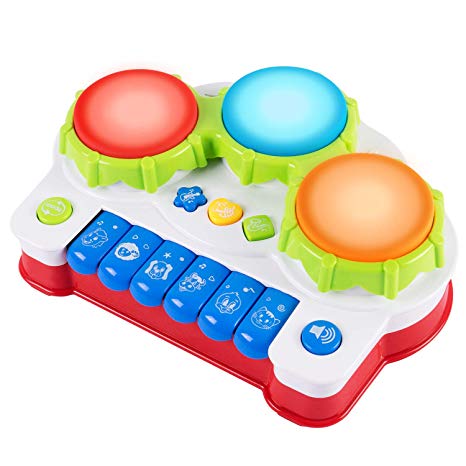 SGILE Musical Baby Toy, Keyboard Piano Drum Learning Toy with Light Sound, Birthday Present for Baby Infant Toddler