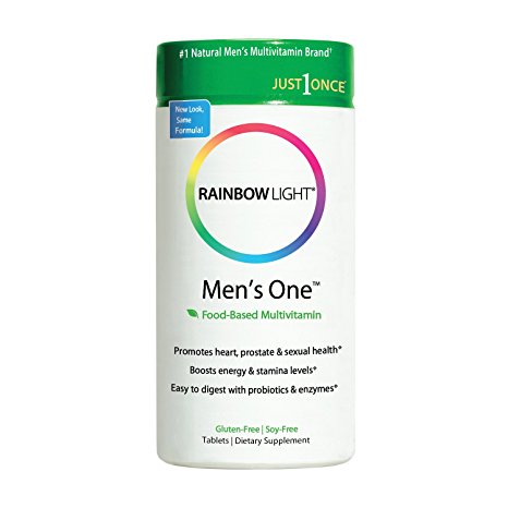 Rainbow Light - Men's One Food-Based Multivitamin - Supports Nutrition, Immunity, Energy, Stress Management, Heart, Prostate, Muscle, and Sexual Health in Men - 120 Tablets