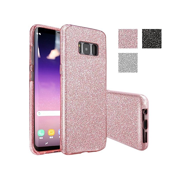 Samsung Galaxy S8 Case, Monoy Sparkle Bling Case Pretty Fashion Crystal Flash Non-Slip Bling Soft TPU Protective Cover for Samsung Galaxy S8 (Rose Gold)